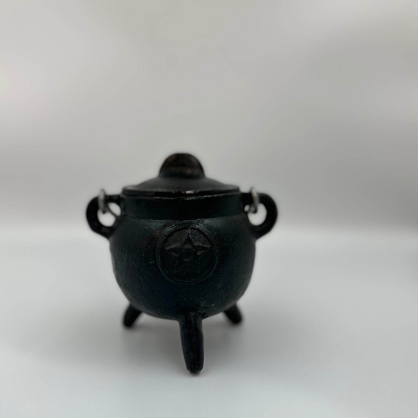 Black Cast Iron Cauldron with Pentacle / Pentagram