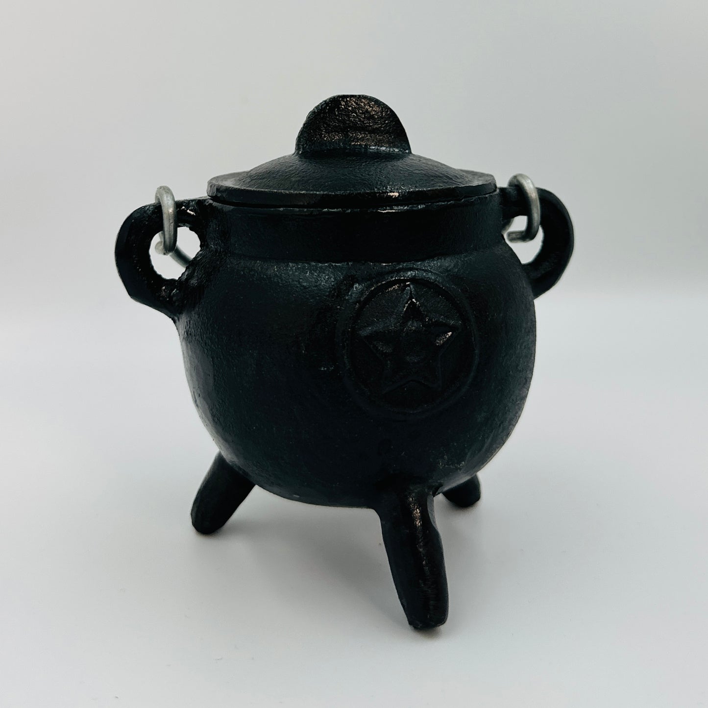 Black Cast Iron Cauldron with Pentacle / Pentagram