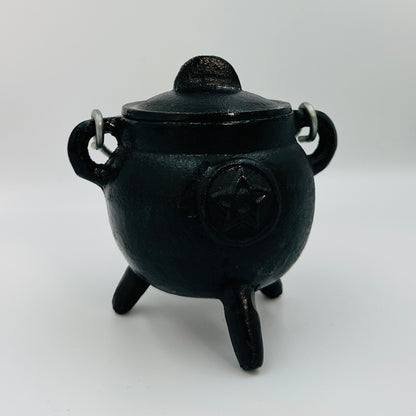 Black Cast Iron Cauldron with Pentacle / Pentagram