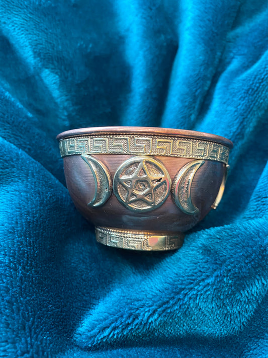 Copper Offering Bowl - Triple Goddess